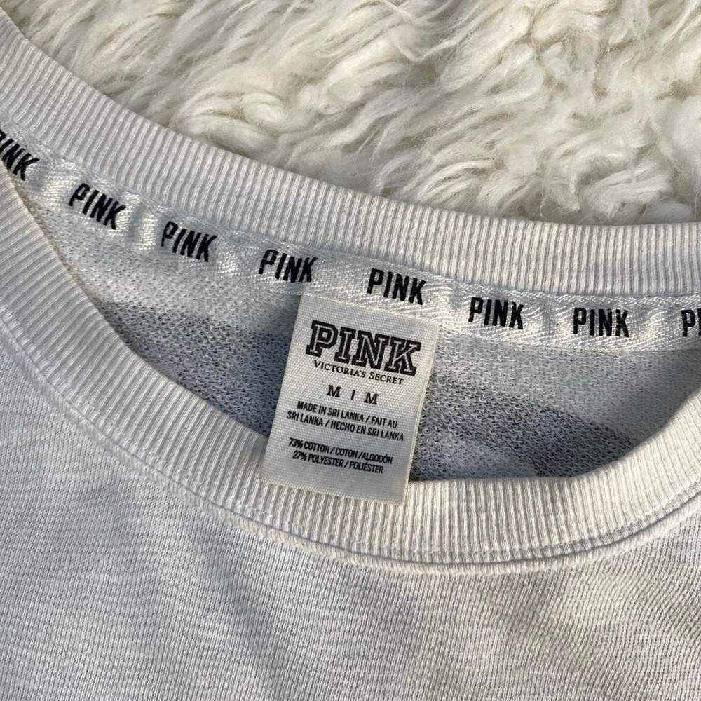 VS PINK COLORBLOCK WHITE BLACK TEAL LONG SLEEVE SHIRT PULLOVER Y2K CASUAL LOUNGE - Picture 6 of 8